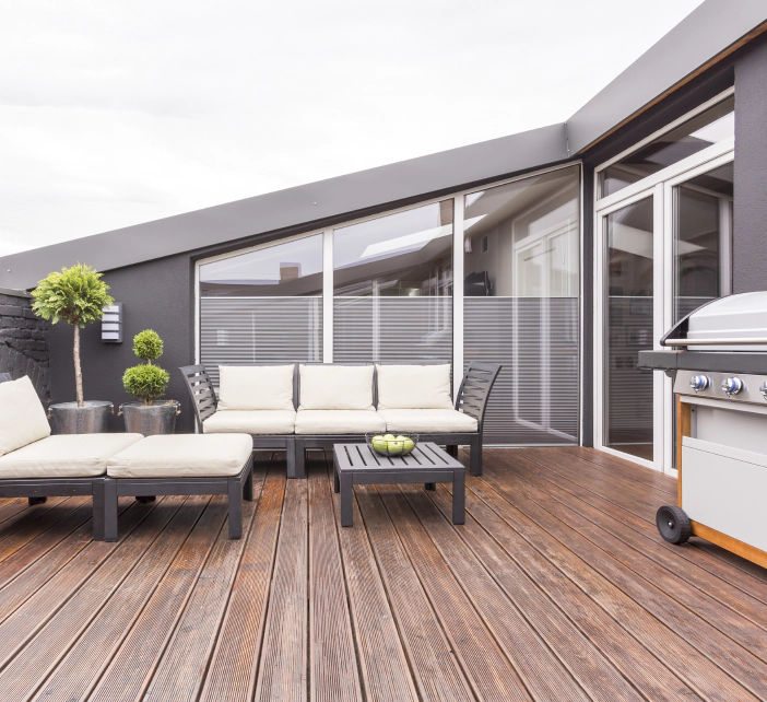wooden deck with outdoor kitchen
